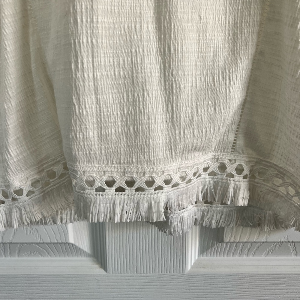 Sunny Leigh White Fringe Peasant Top - Picture 5 of 9